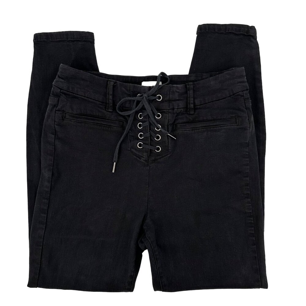 Amuse Society Womens Black Lace-Up High Rise Skinny Jeans Size 30